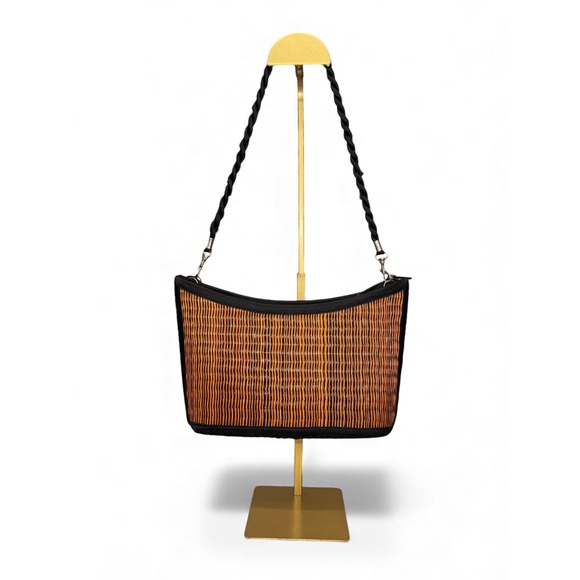 Baskets Of Cambodia Handbags - Baskets Of Cambodia Woven‎ Straw Shoulder Bag Braided Strap Top Zip Closure